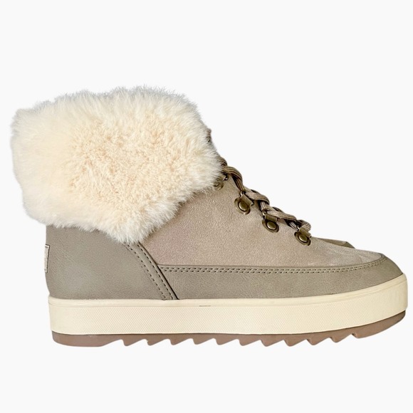 Koolaburra by Ugg Boots Women Size 7 Suede Fur Lined Lace Up Shoes - Picture 1 of 6
